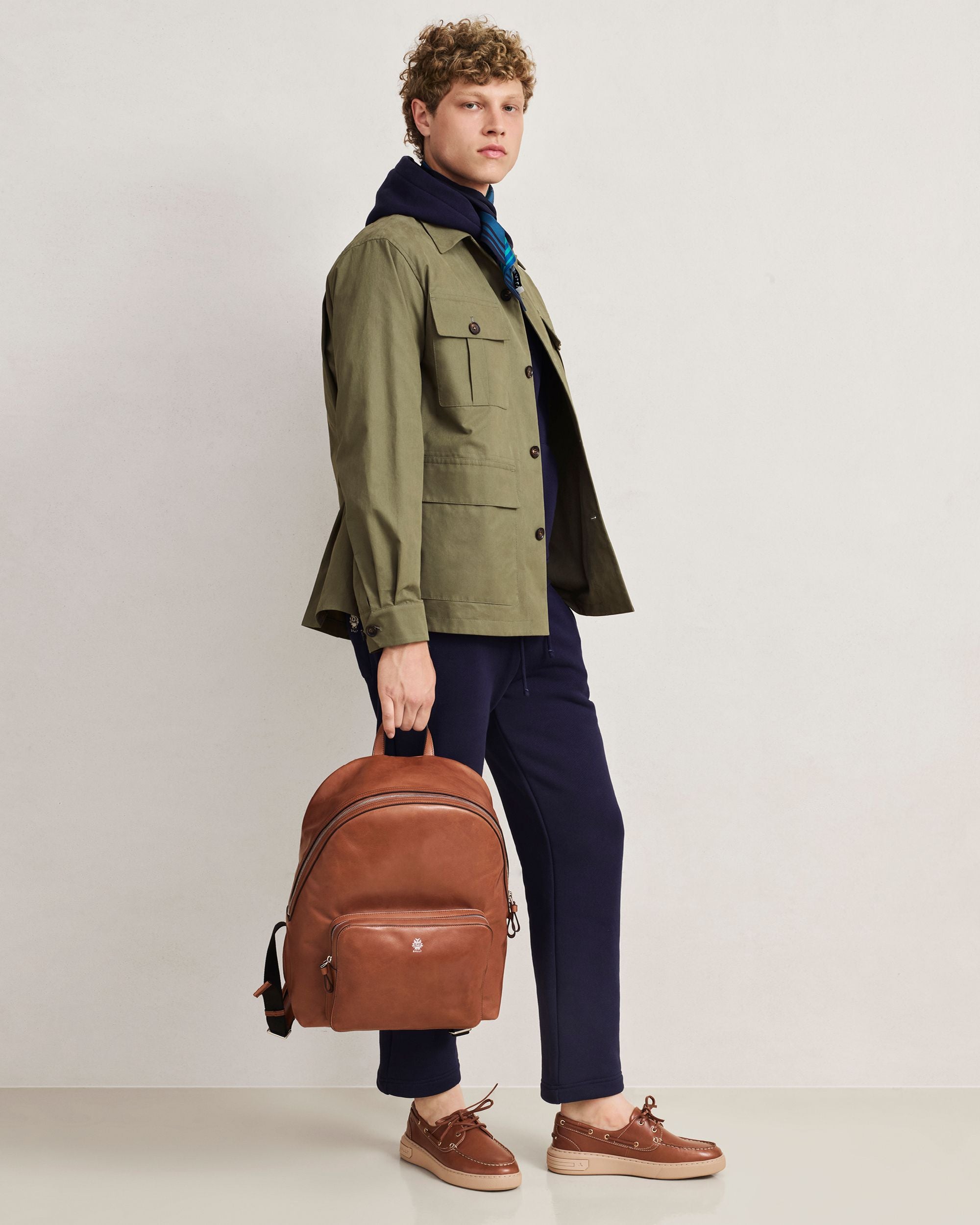 Bally Global - Mochila Ray de piel marrón ámbar - Marrón