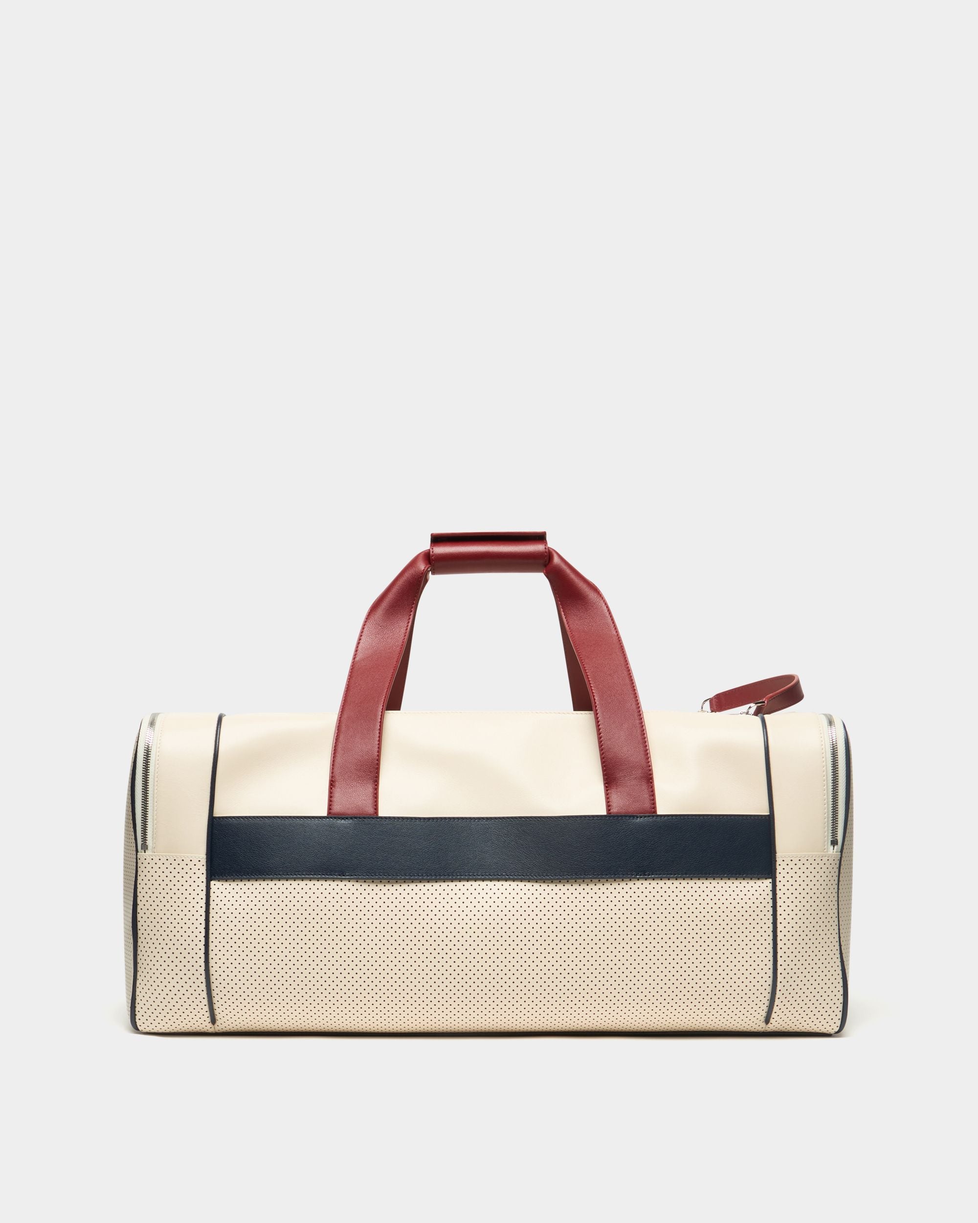 Bally Global - Sac de voyage de la collection Tennis en cuir perforé ivoire - Blanc
