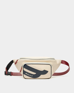 Sac banane de la collection Tennis en cuir perforé ivoire