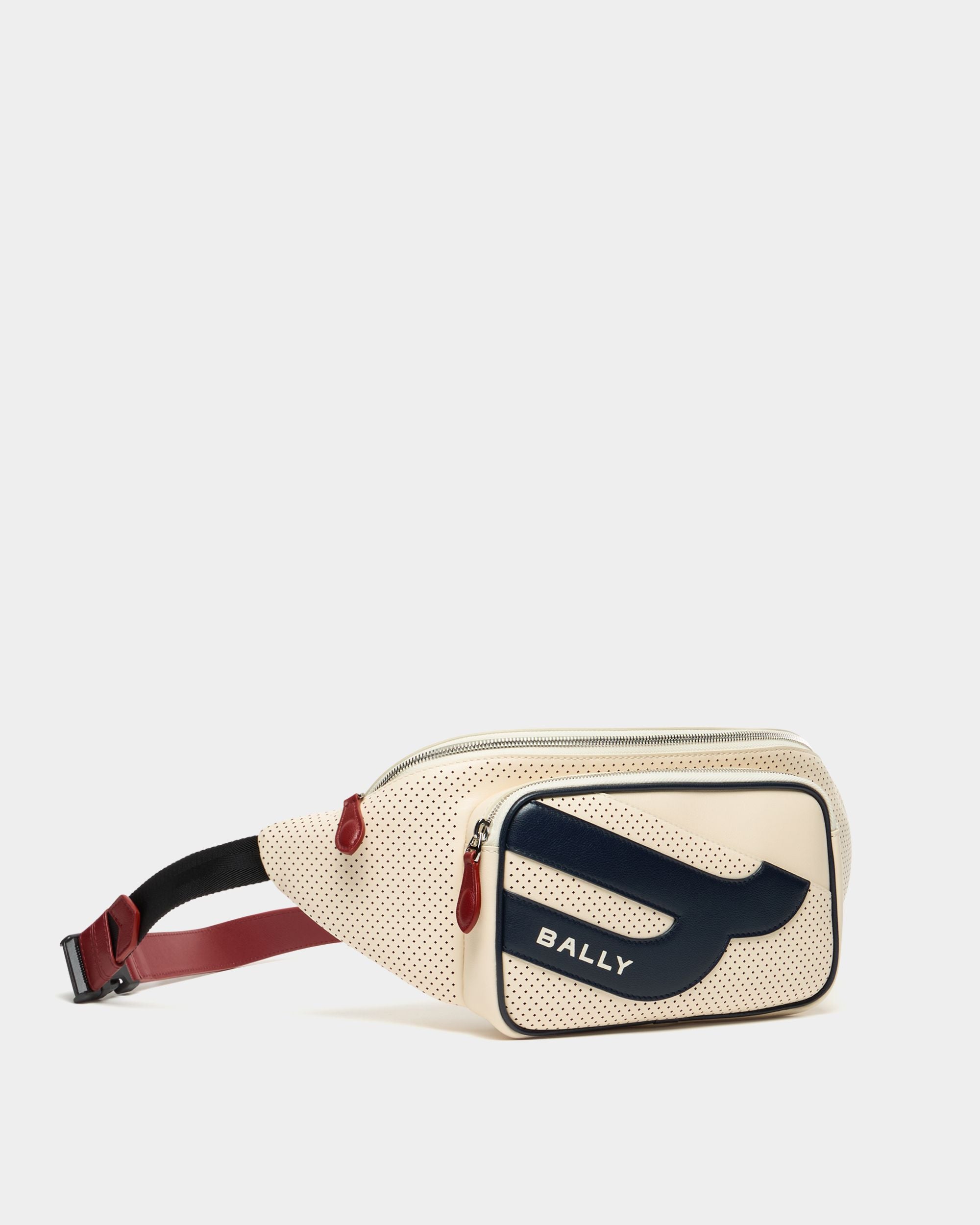 Bally Global - Sac banane de la collection Tennis en cuir perforé ivoire - Blanc