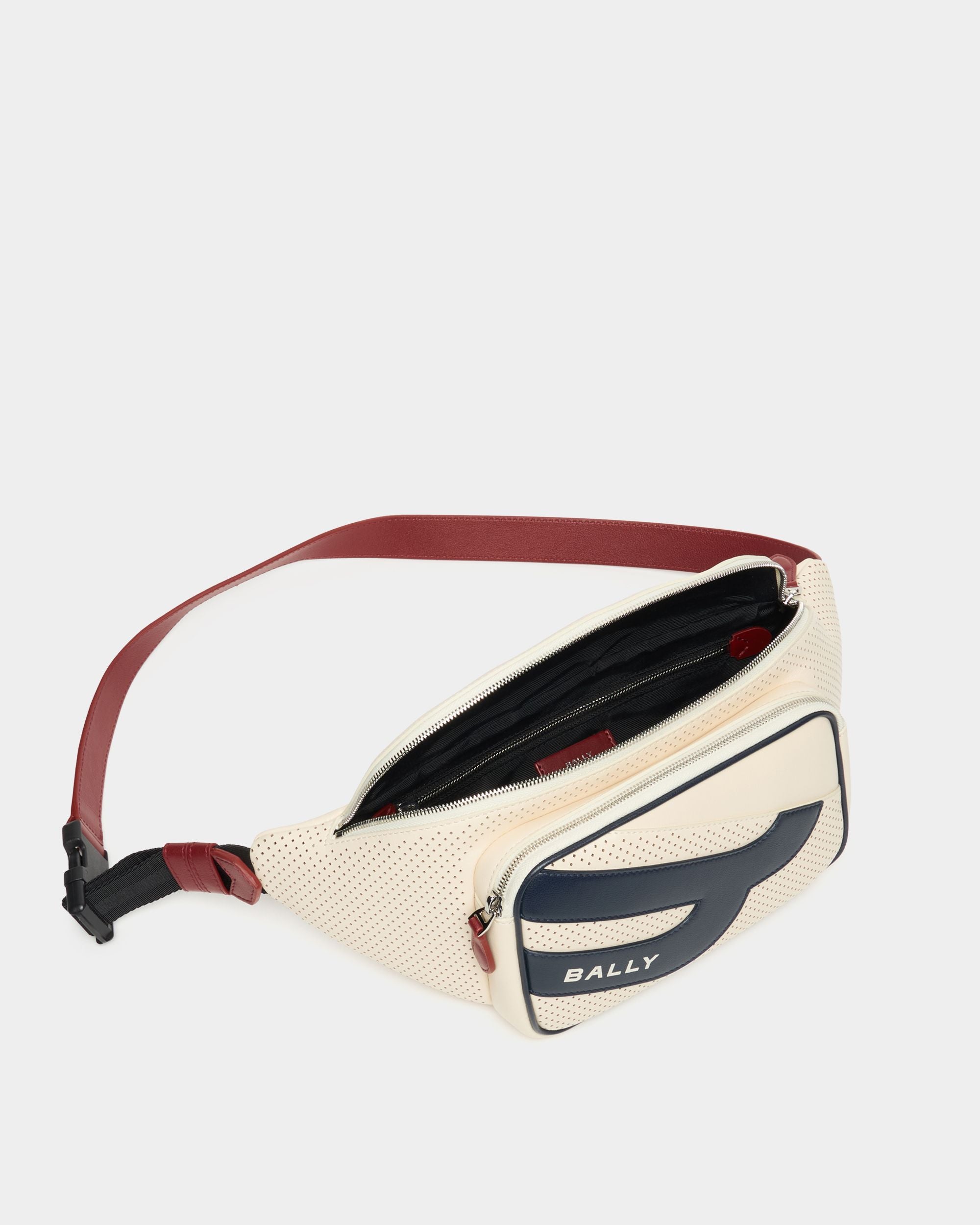 Bally Global - Sac banane de la collection Tennis en cuir perforé ivoire - Blanc