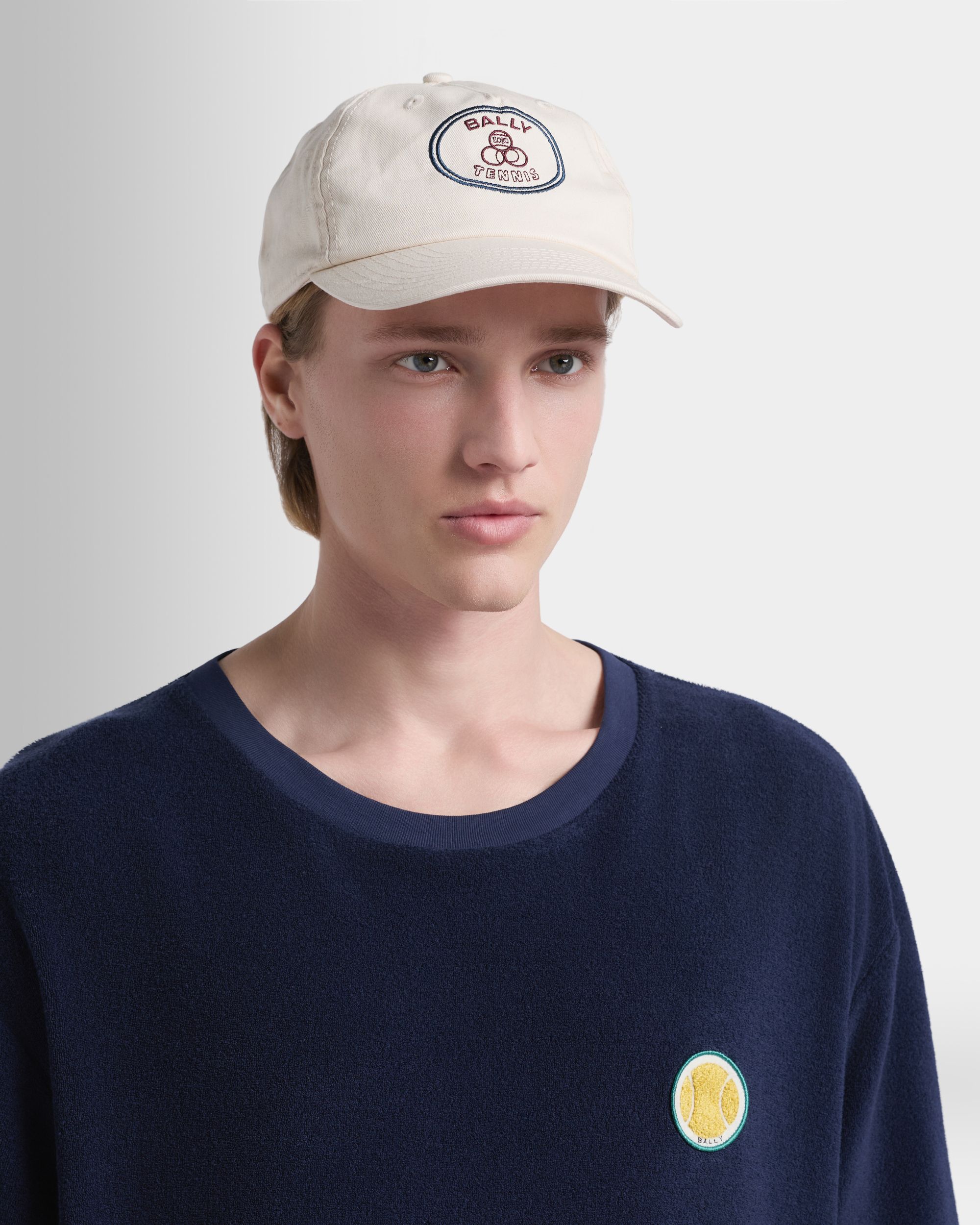 Bally Global - Casquette de baseball de la collection Tennis en coton ivoire avec broderie - Blanc