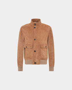 Harrington Jacket in Light Beige Suede