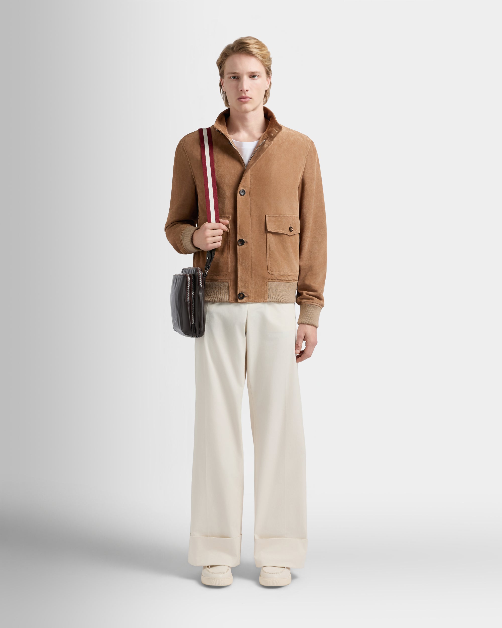 Bally Global - Harrington Jacket in Light Beige Suede - Beige