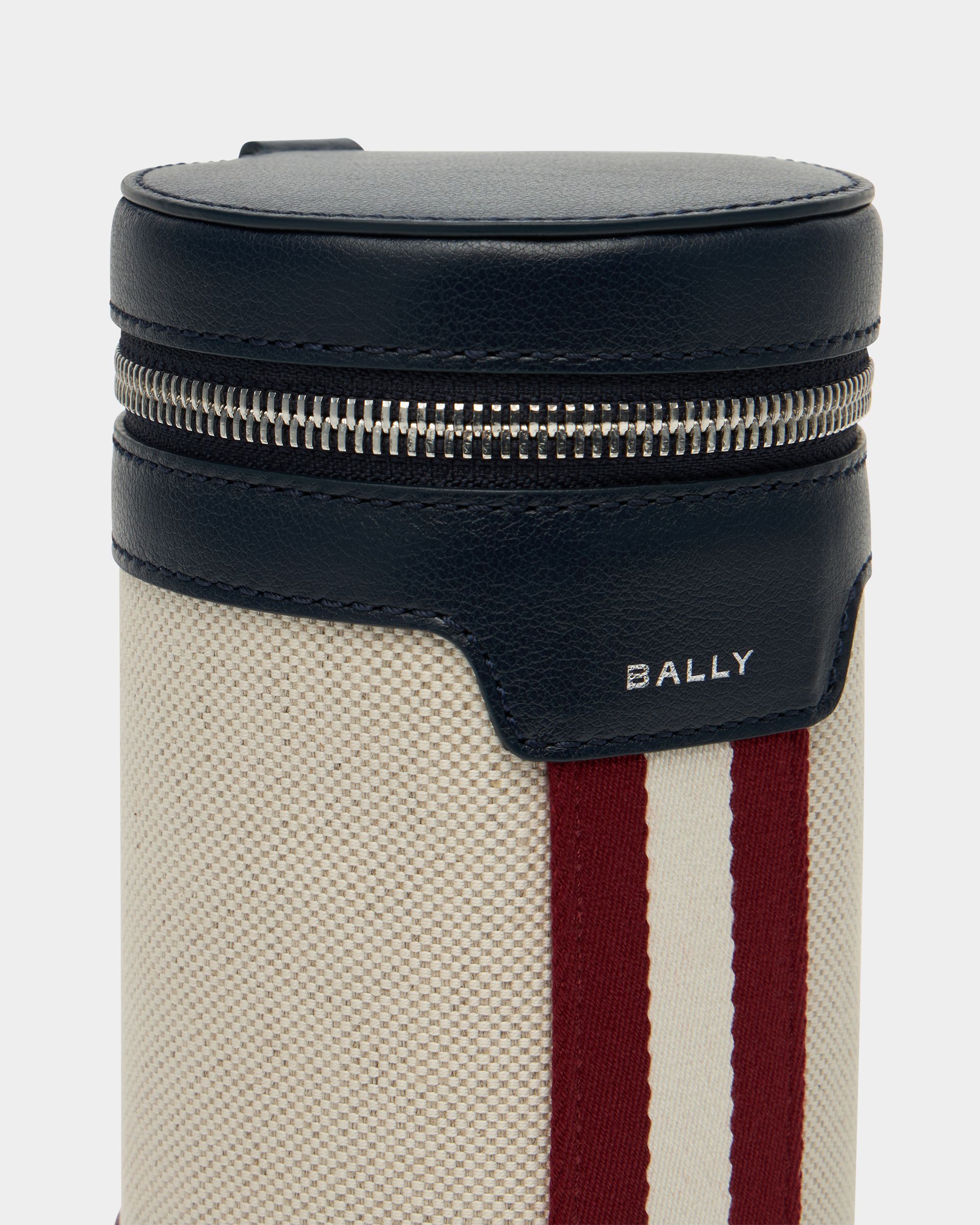 Bally Global - Funda para pelotas de la colección Tennis en lona de algodón y cuero color marfil - Blanco