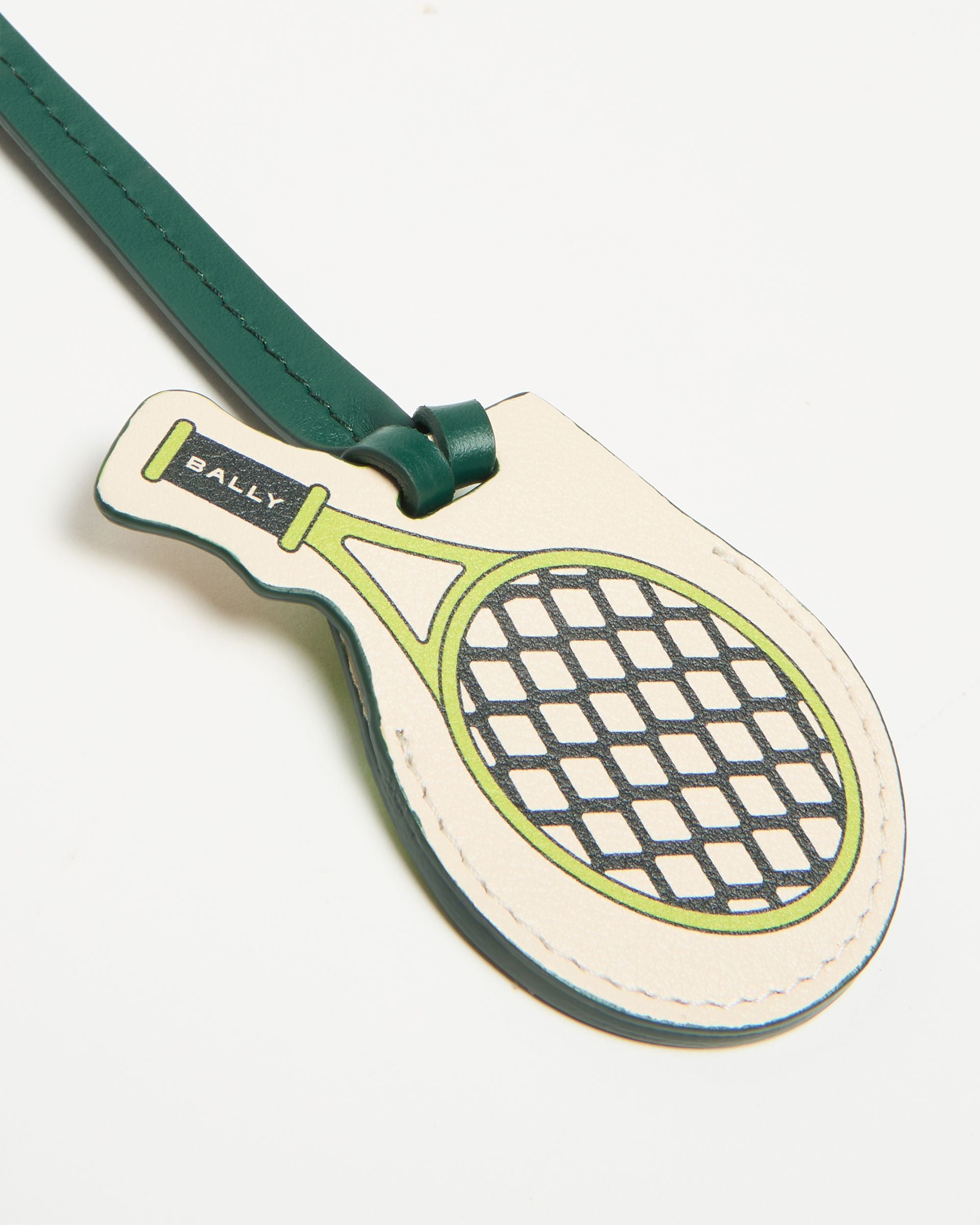 Bally Global - Airtag de la colección Tennis en piel marfil y verde - Multicolor