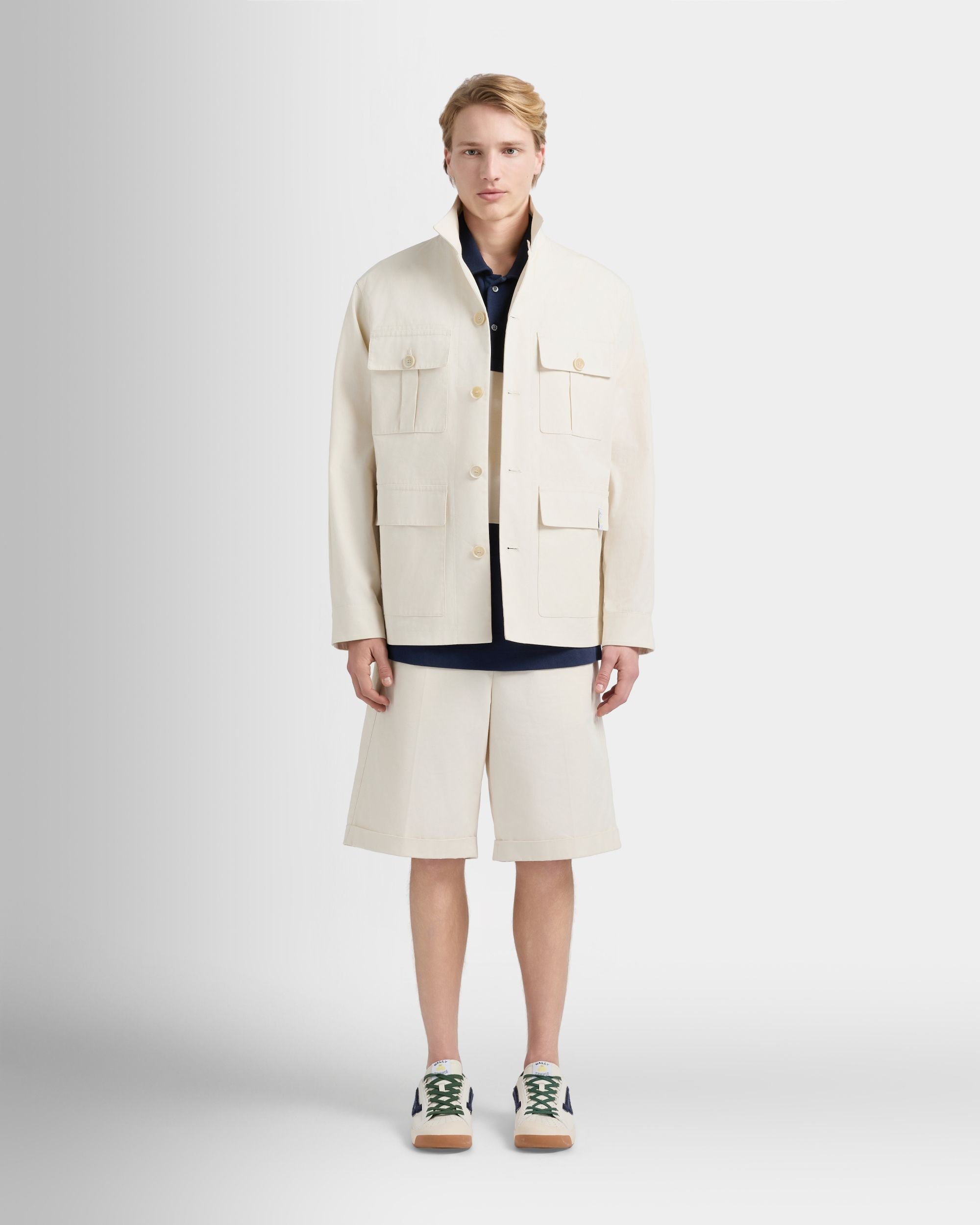 Bally Global - Veste saharienne de la collection Tennis en coton ivoire - Blanc