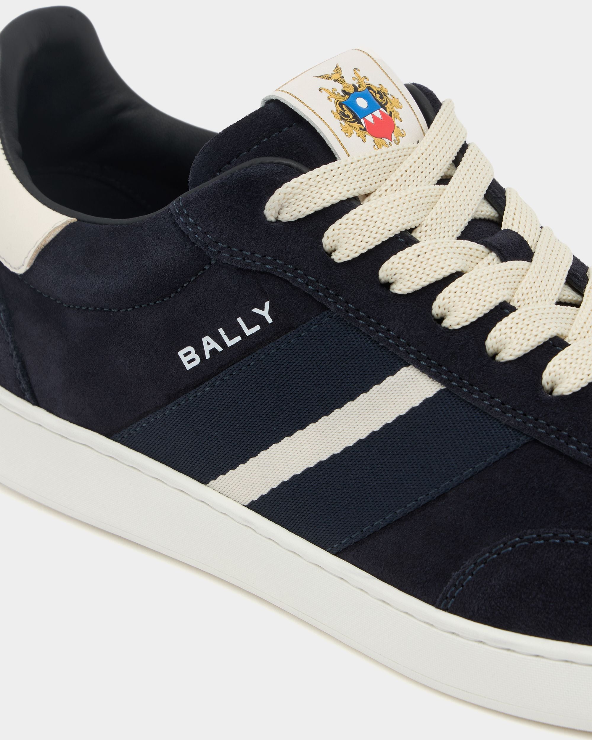 Bally Global - Retro Crest Sneaker in Navy Blue Suede - Blue