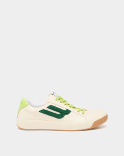 Zapatilla de la colección Tennis en piel blanca y verde