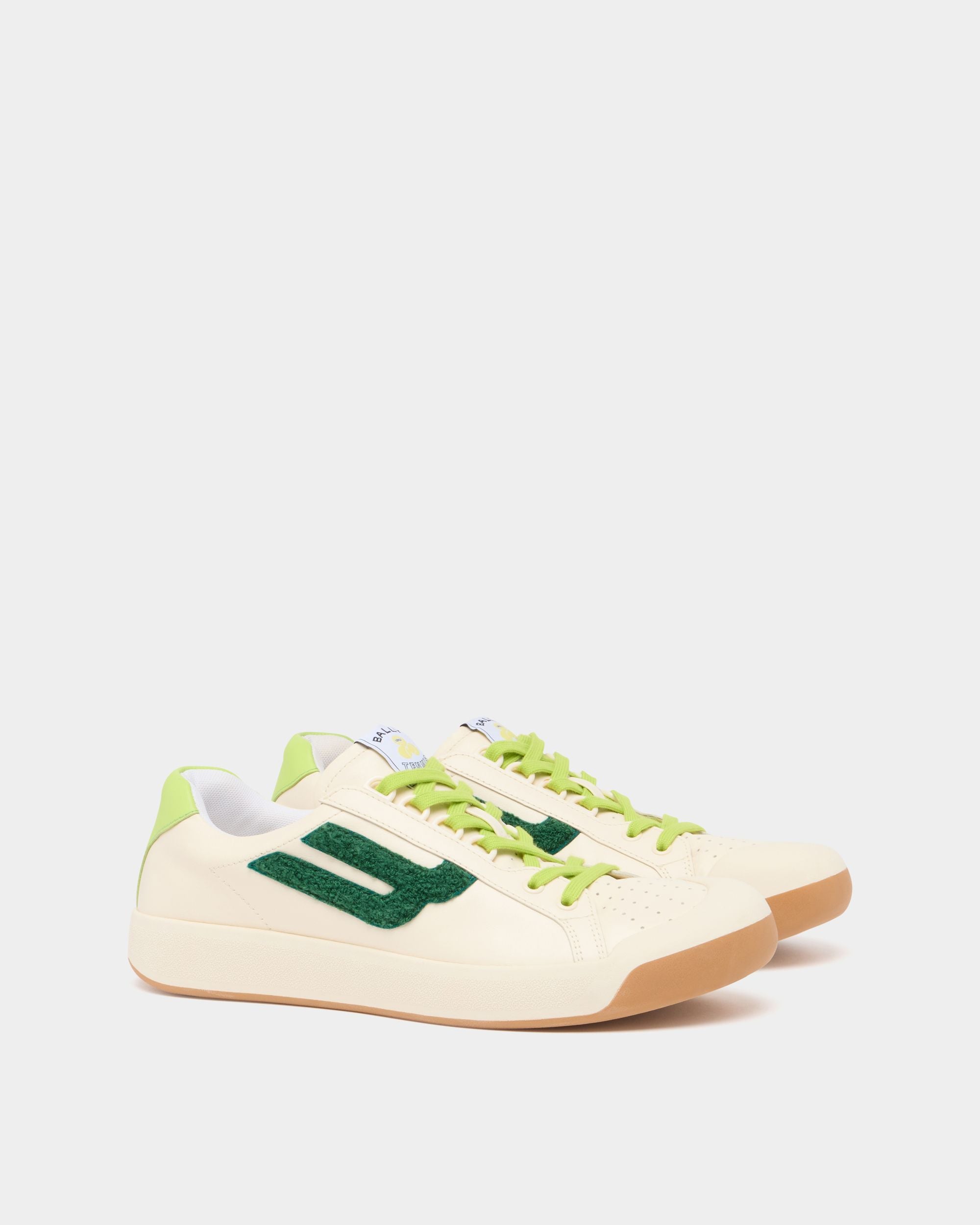 Bally Global - Tennis Collection Sneaker in White and Green Leather - Multicolor