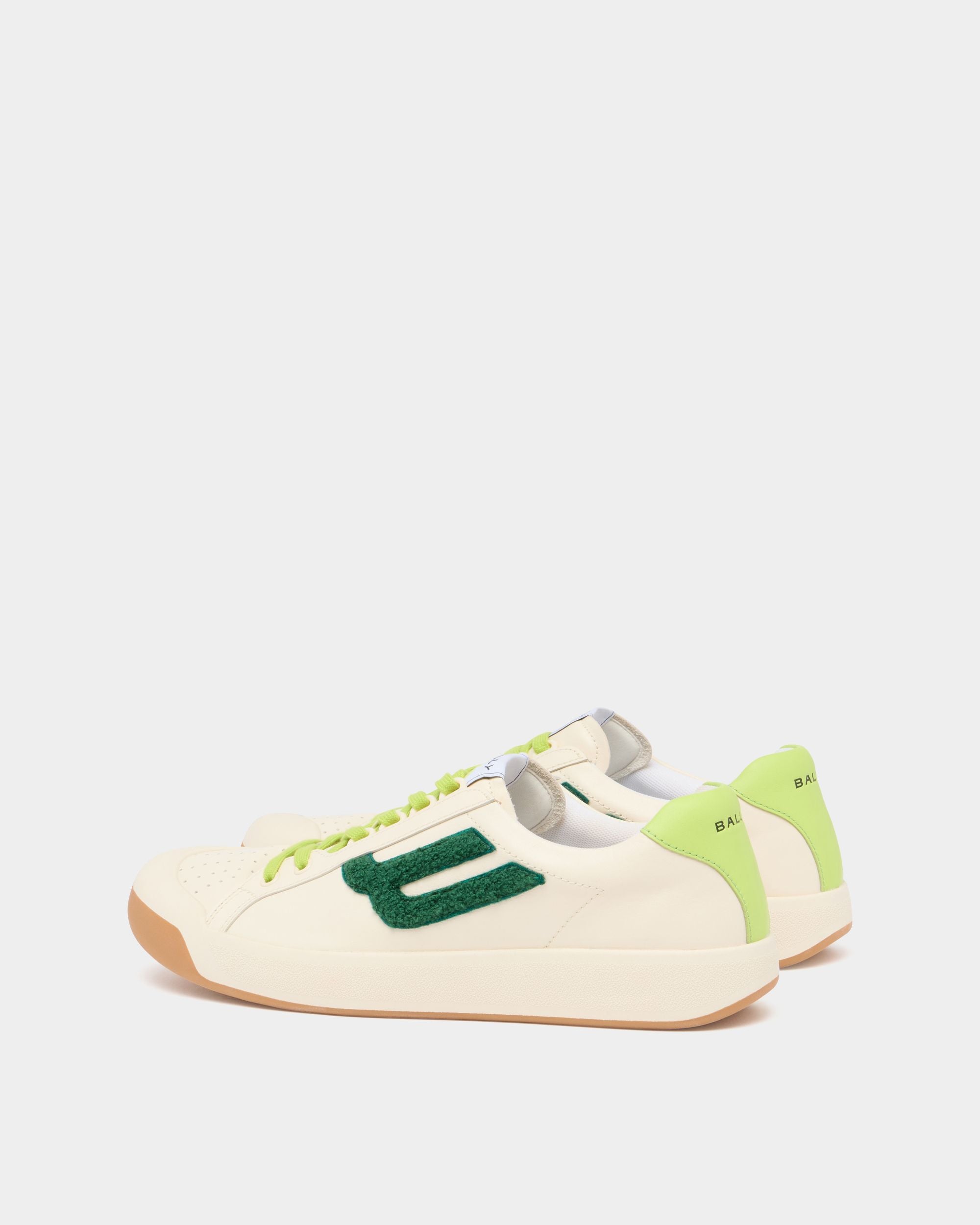 Bally Global - Tennis Collection Sneaker in White and Green Leather - Multicolor