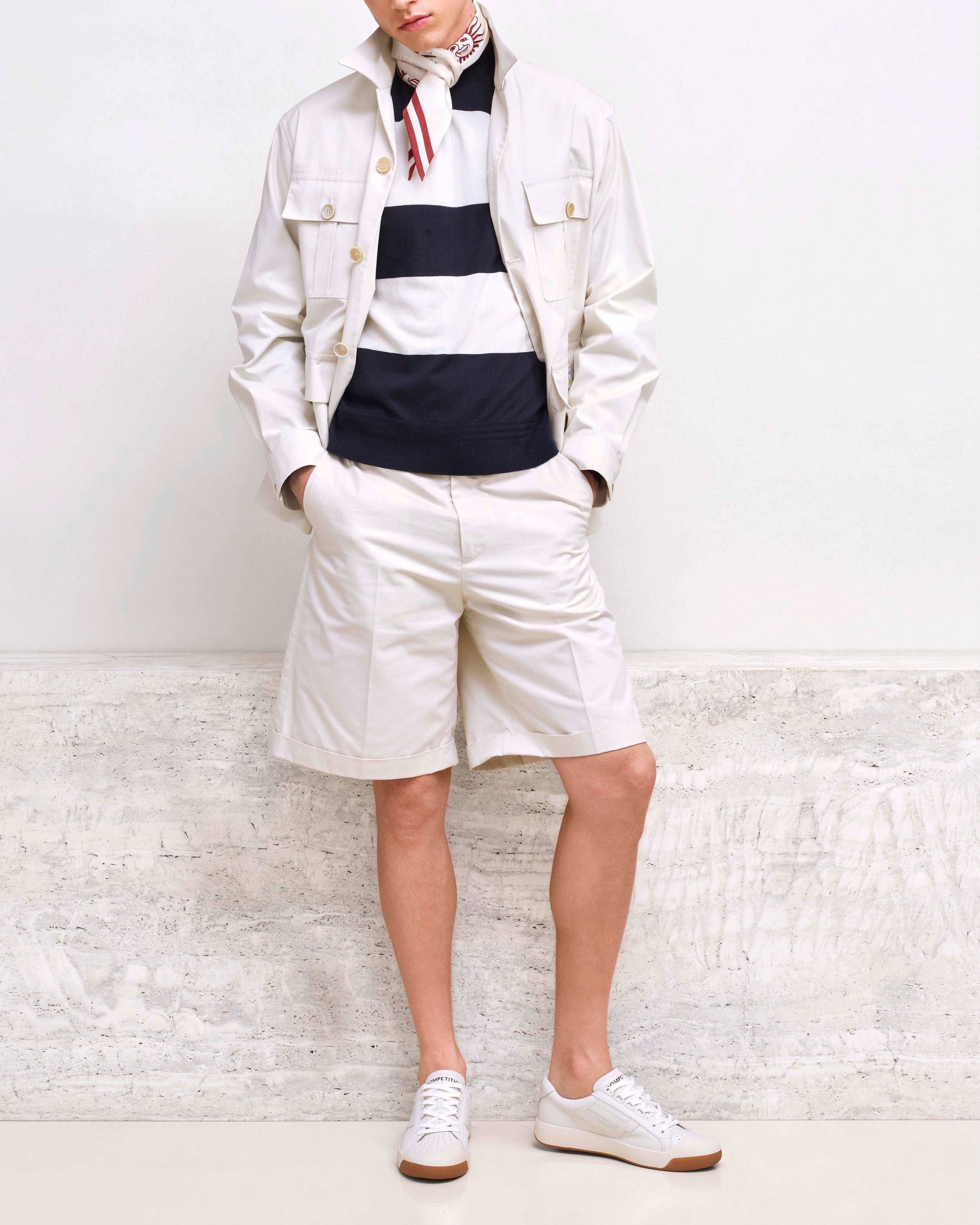 Bally Global - Short de la collection Tennis en coton ivoire - Blanc