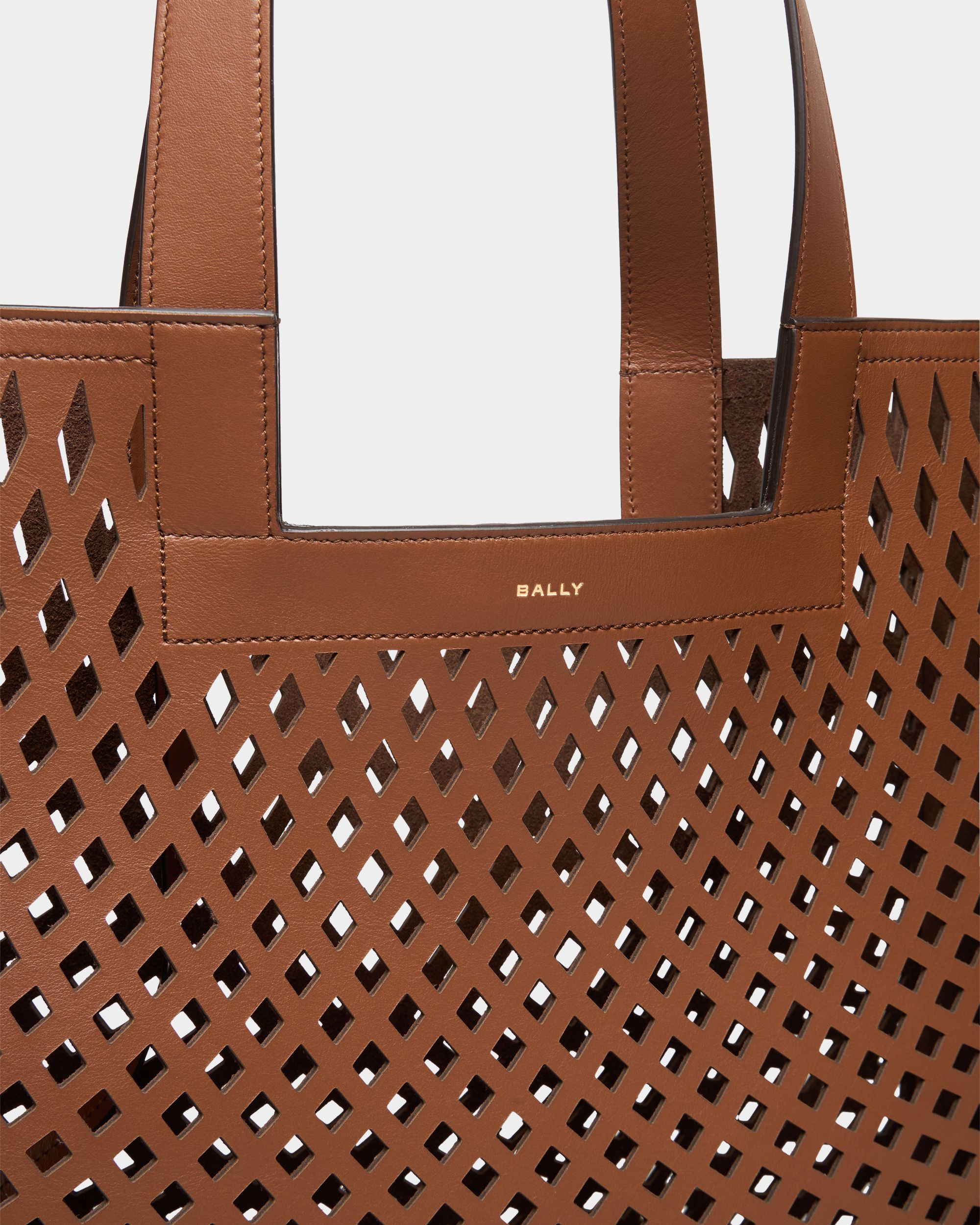 Bally Global - Easy Bally Tote Bag in Brown Laser-Cut Leather - Brown