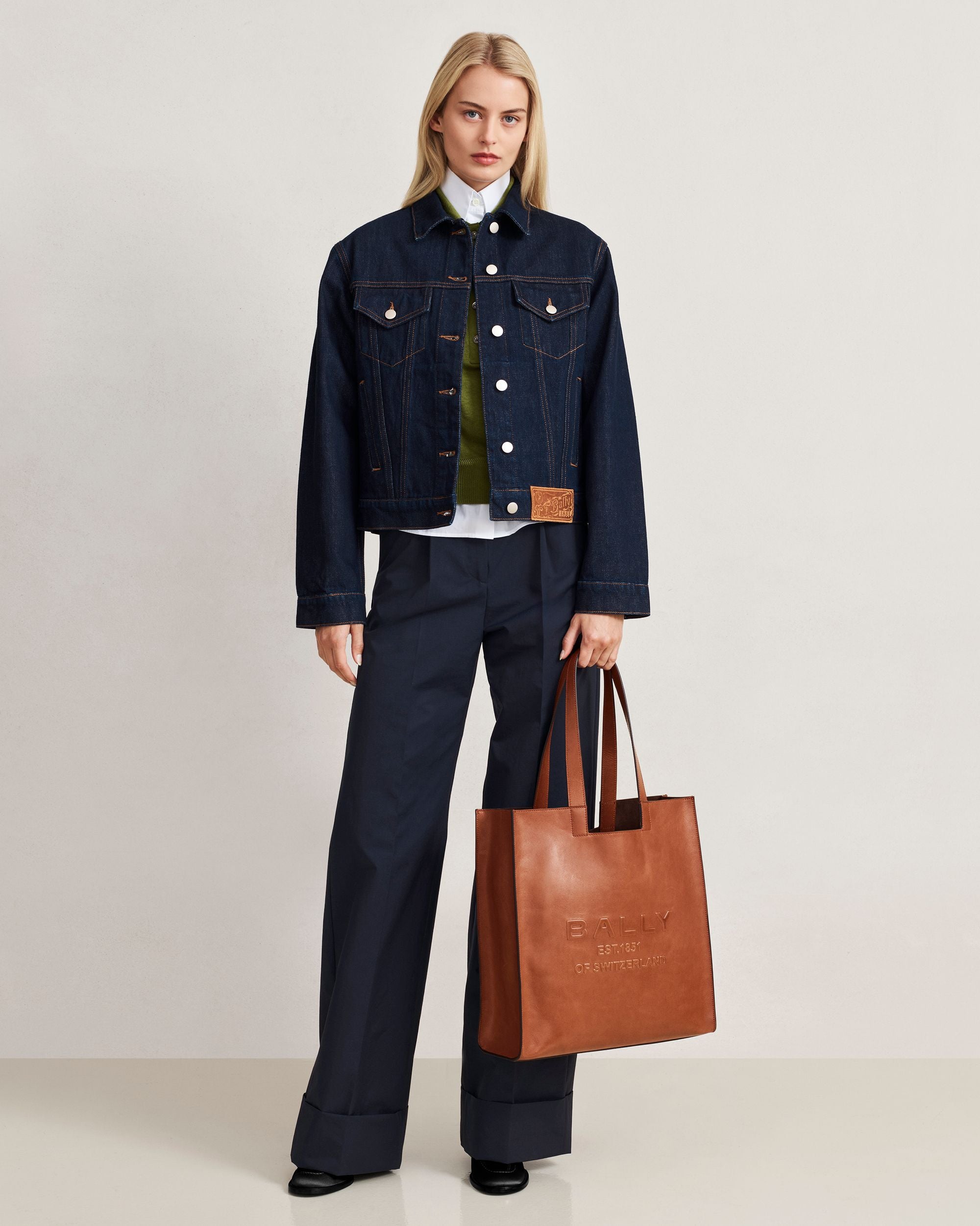 Bally Global - Tote Bag Easy Bally In Pelle Amber Brown - Marrone