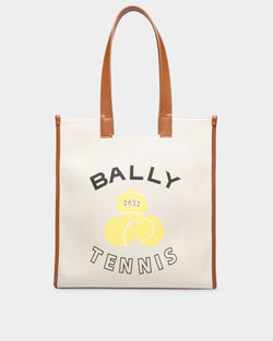 Bolso tote de lona de algodón marfil de la colección Tennis