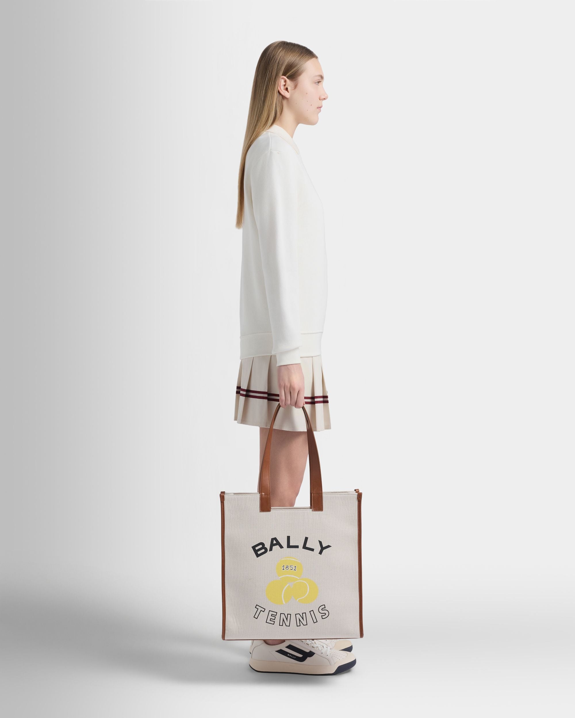 Bally Global - Sac cabas de la collection Tennis en toile de coton ivoire - Blanc