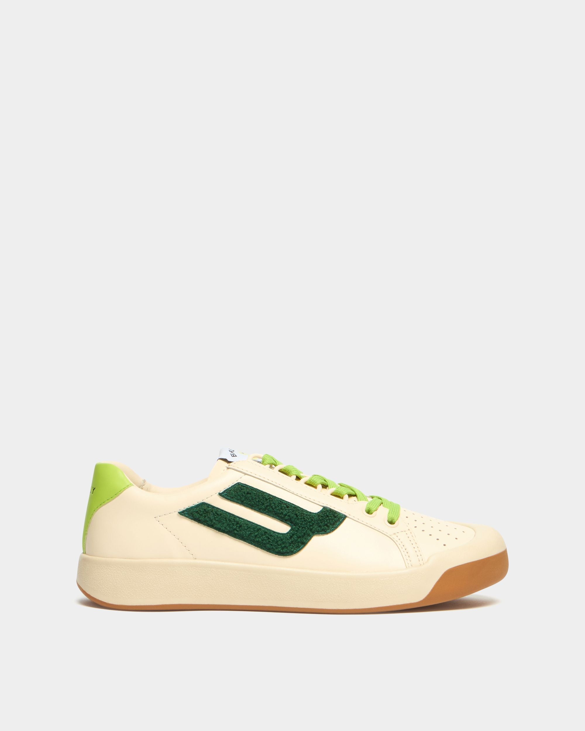 Bally Global - Sneaker de la collection Tennis en cuir ivoire et vert - Blanc
