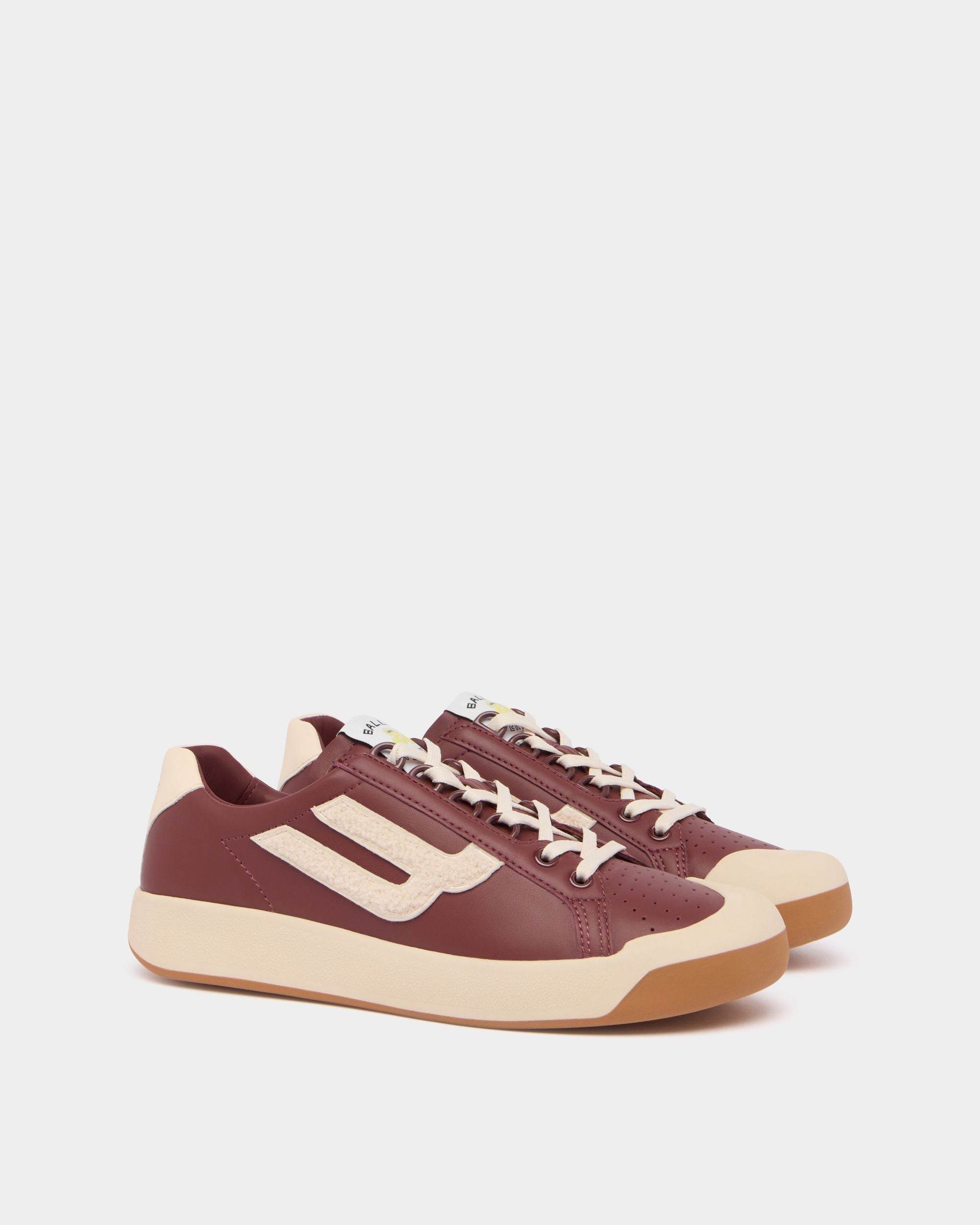Bally Global - Tennis Collection Sneaker in Heritage Red and Ivory Leather - Burgundy