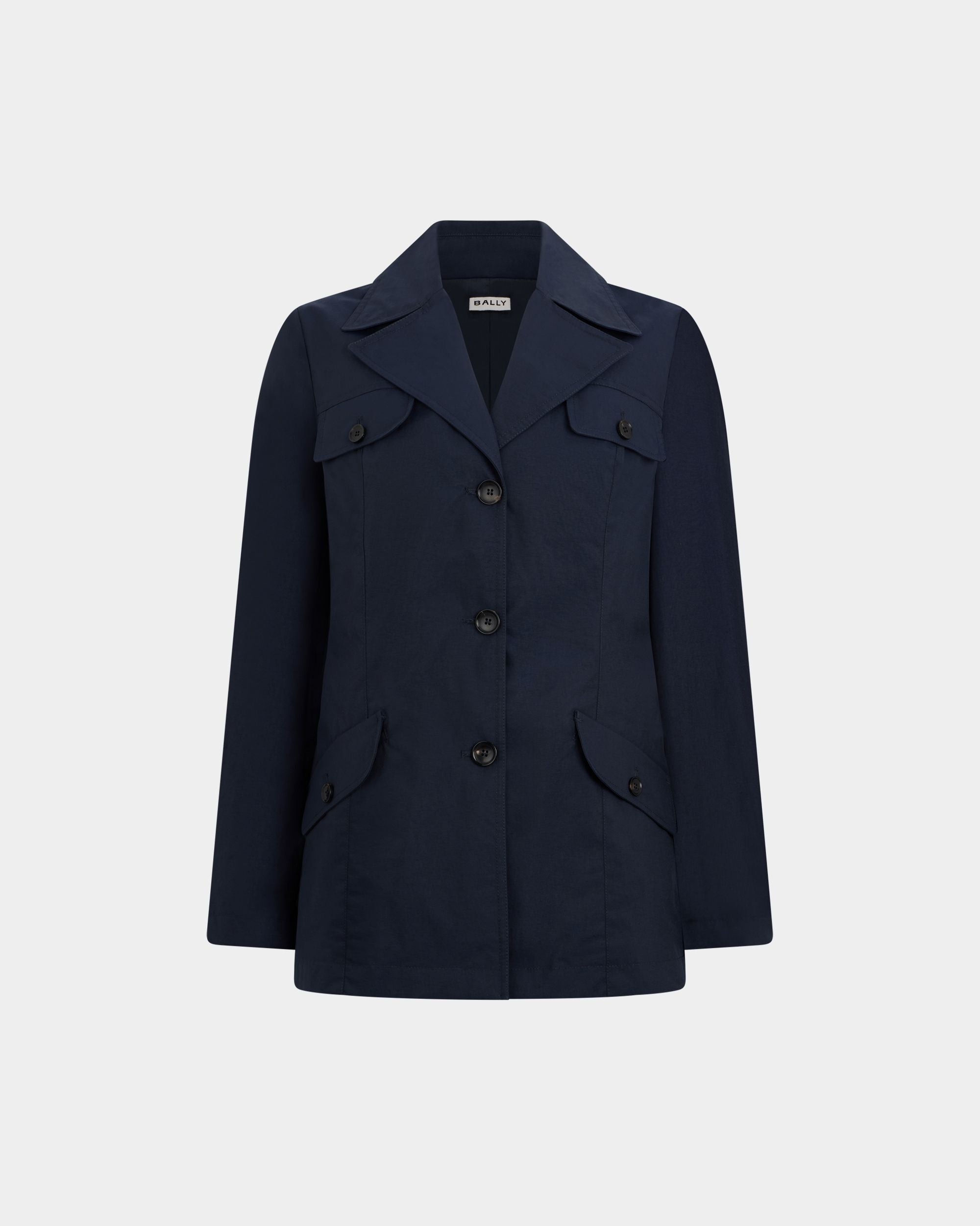 Bally Global - Belted Jacket in Navy Blue Nylon - Blue