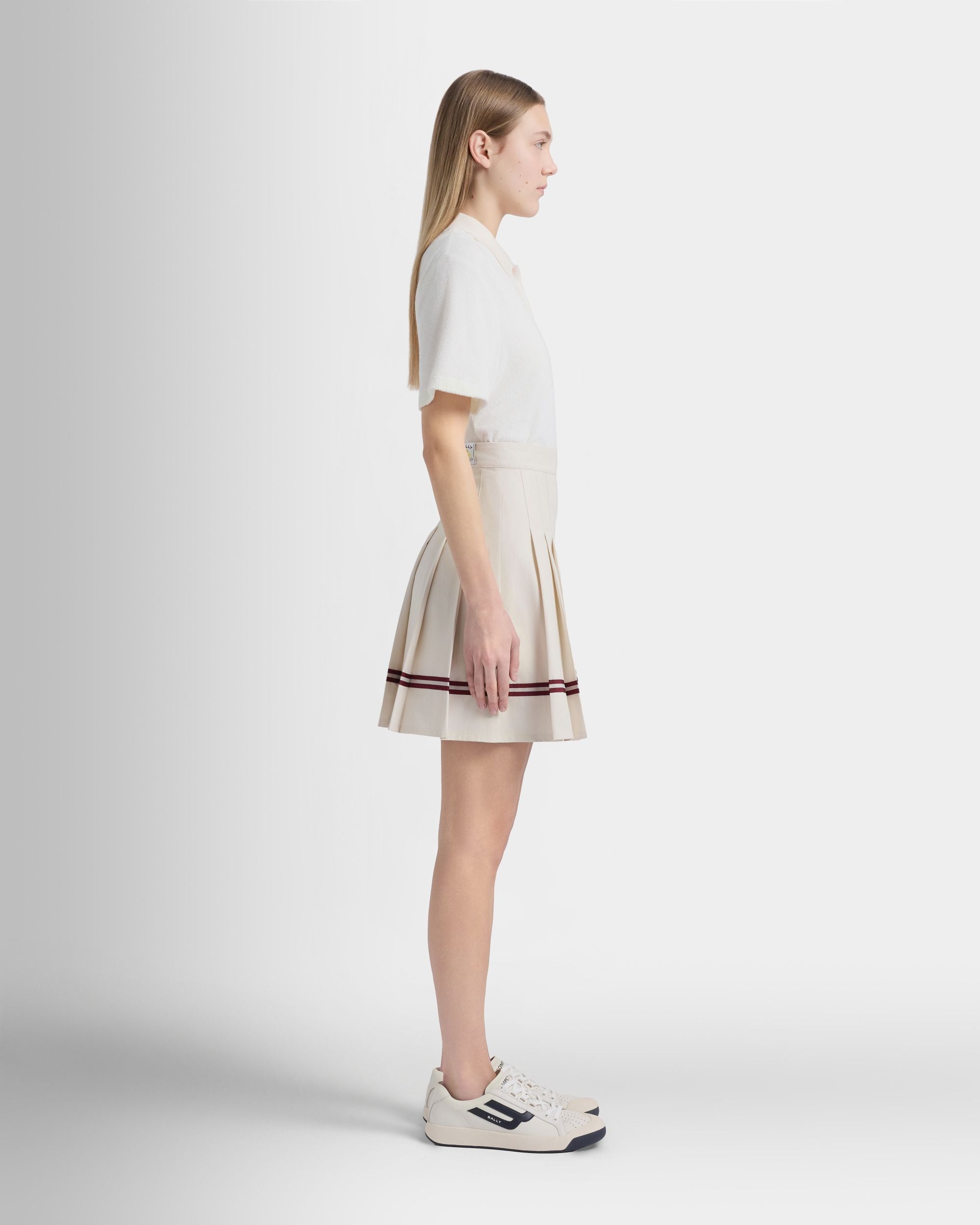 Bally Global - Jupe de la collection Tennis avec détails Bally Ribbon en coton ivoire - Blanc