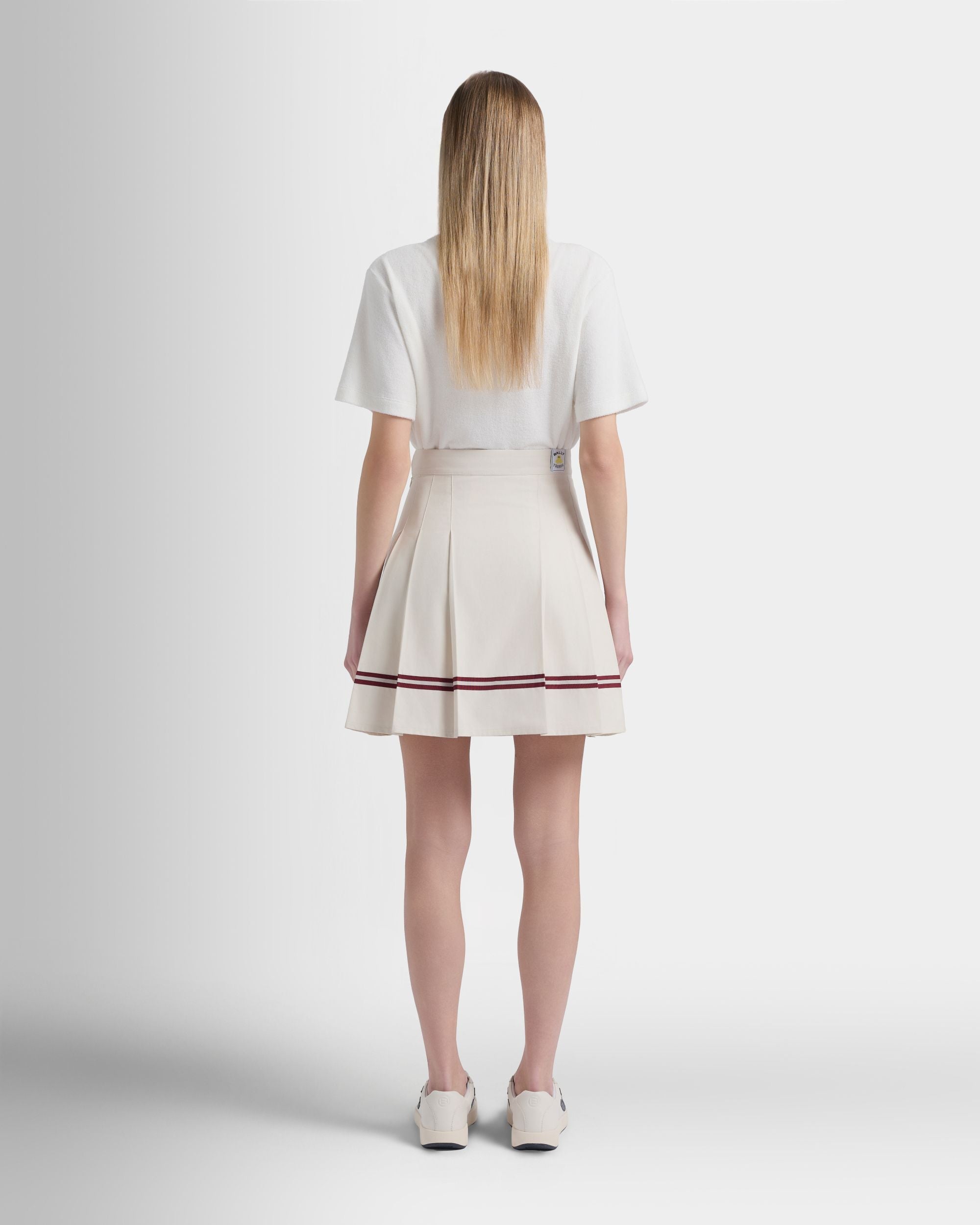 Bally Global - Jupe de la collection Tennis avec détails Bally Ribbon en coton ivoire - Blanc