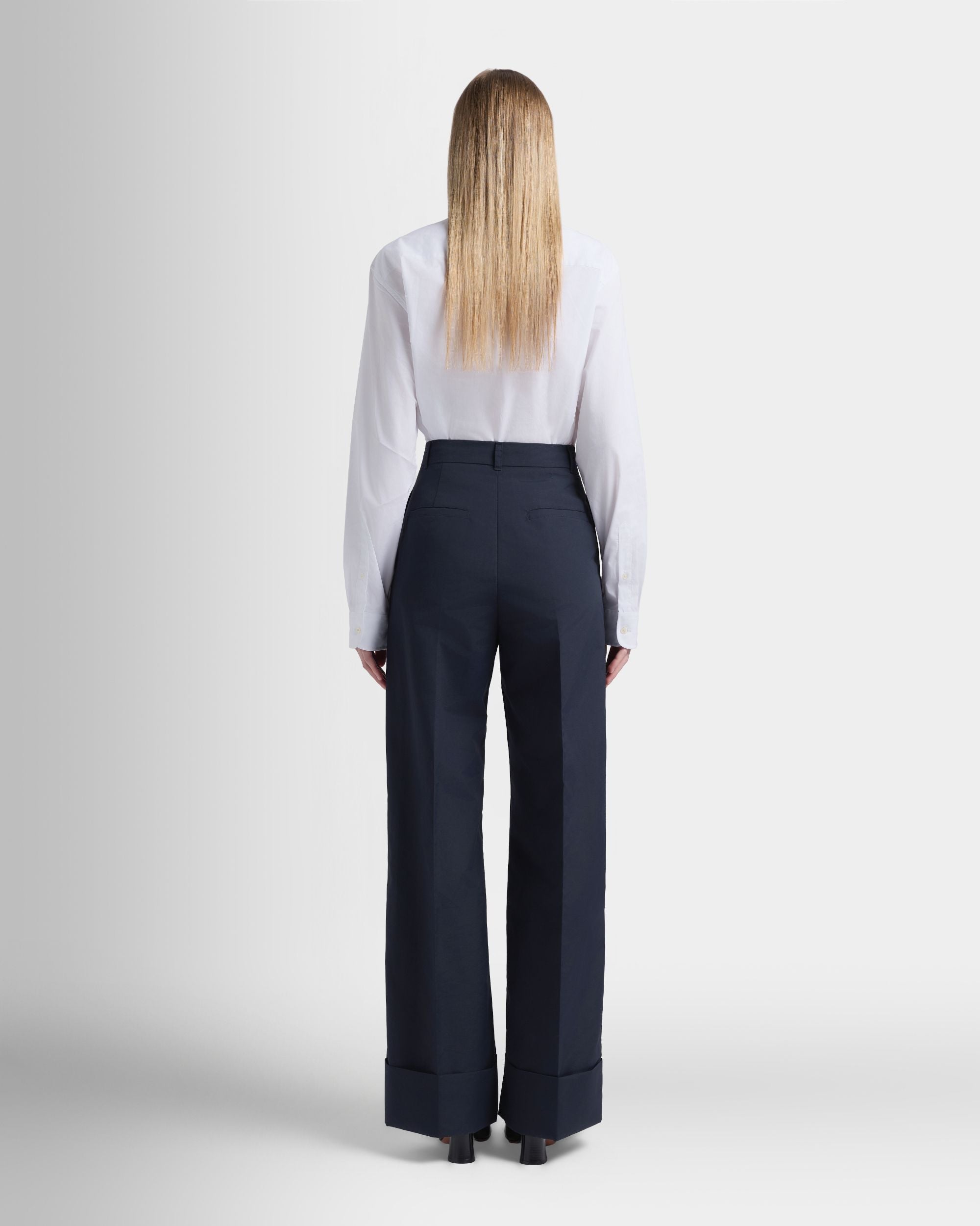 Bally Global - Trousers in Navy Blue Nylon - Blue