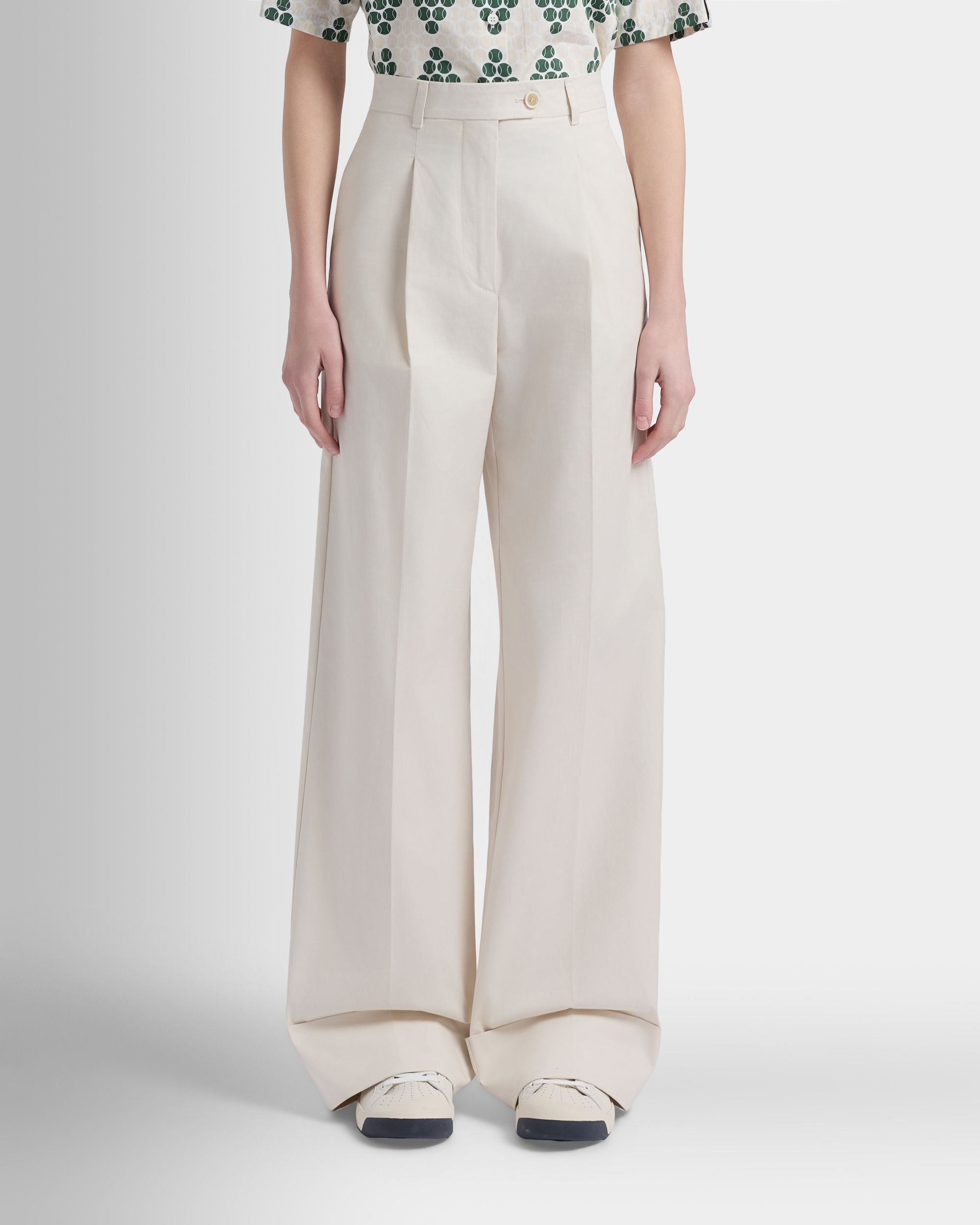 Bally Global - Pantalon de la collection Tennis en coton ivoire - Blanc