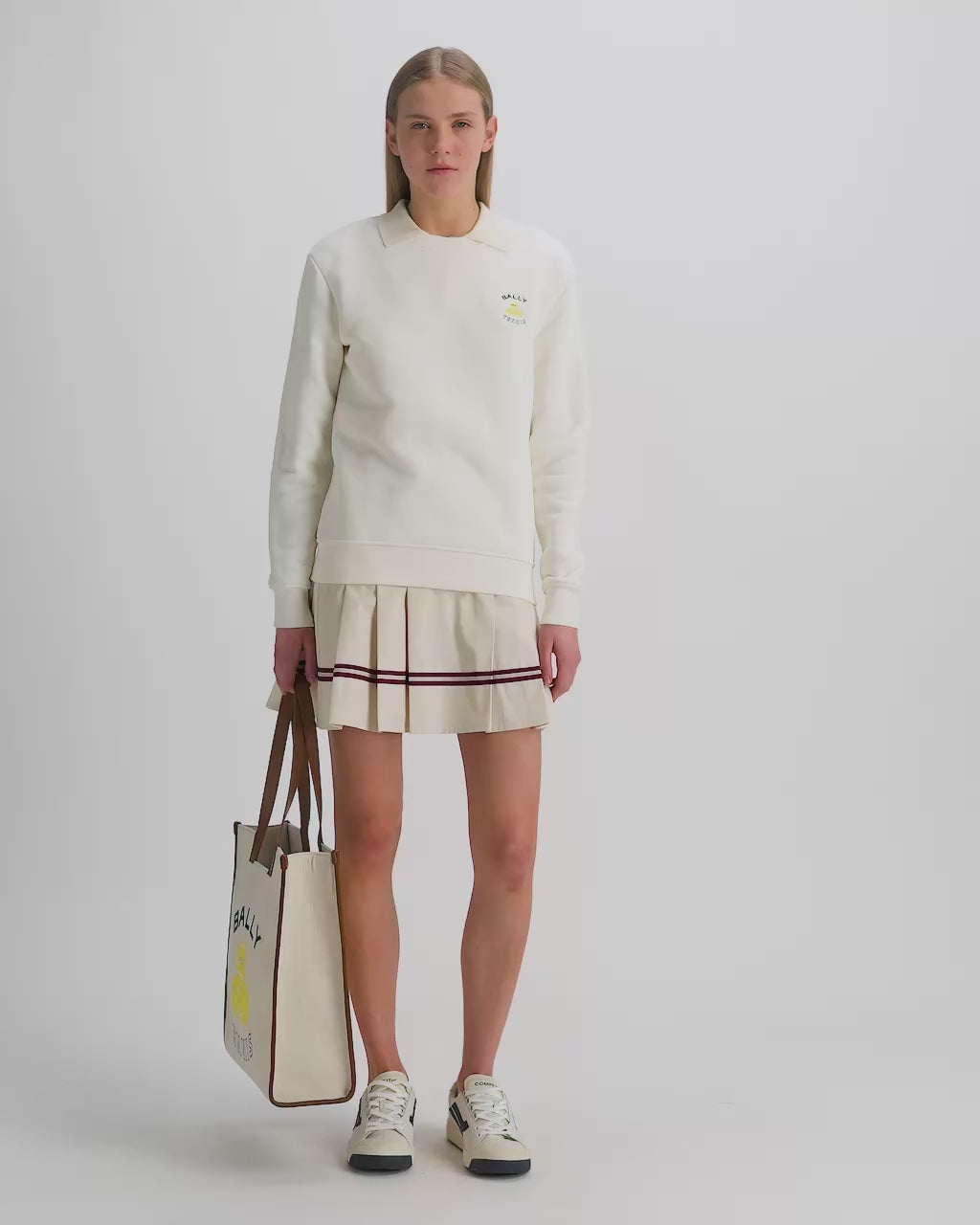 Bally Global - Bolso tote de lona de algodón marfil de la colección Tennis - Blanco